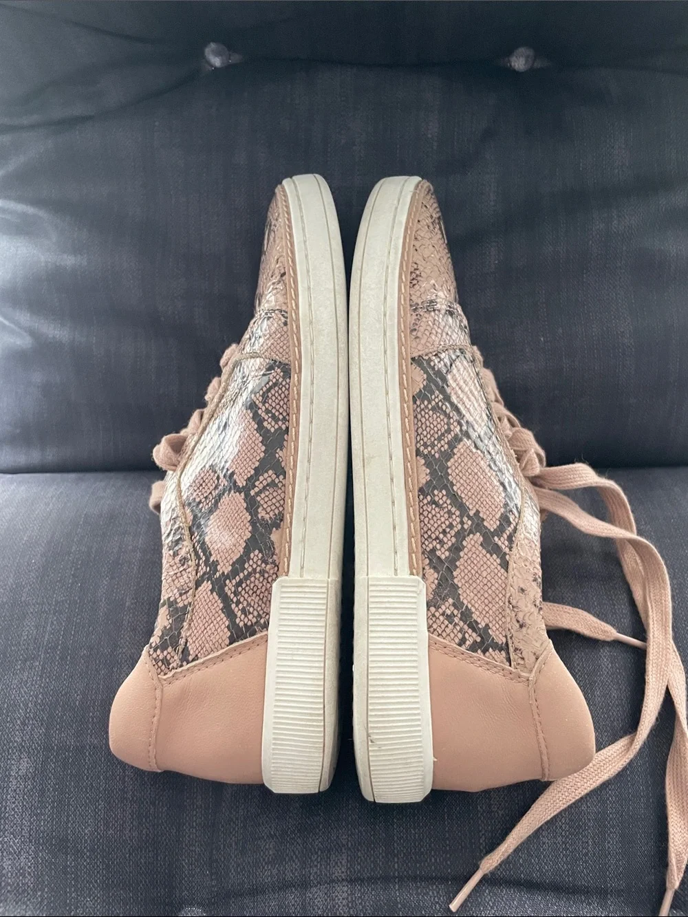 Naturalizer Leather Pink Snake-Print Lace-Up Sneakers